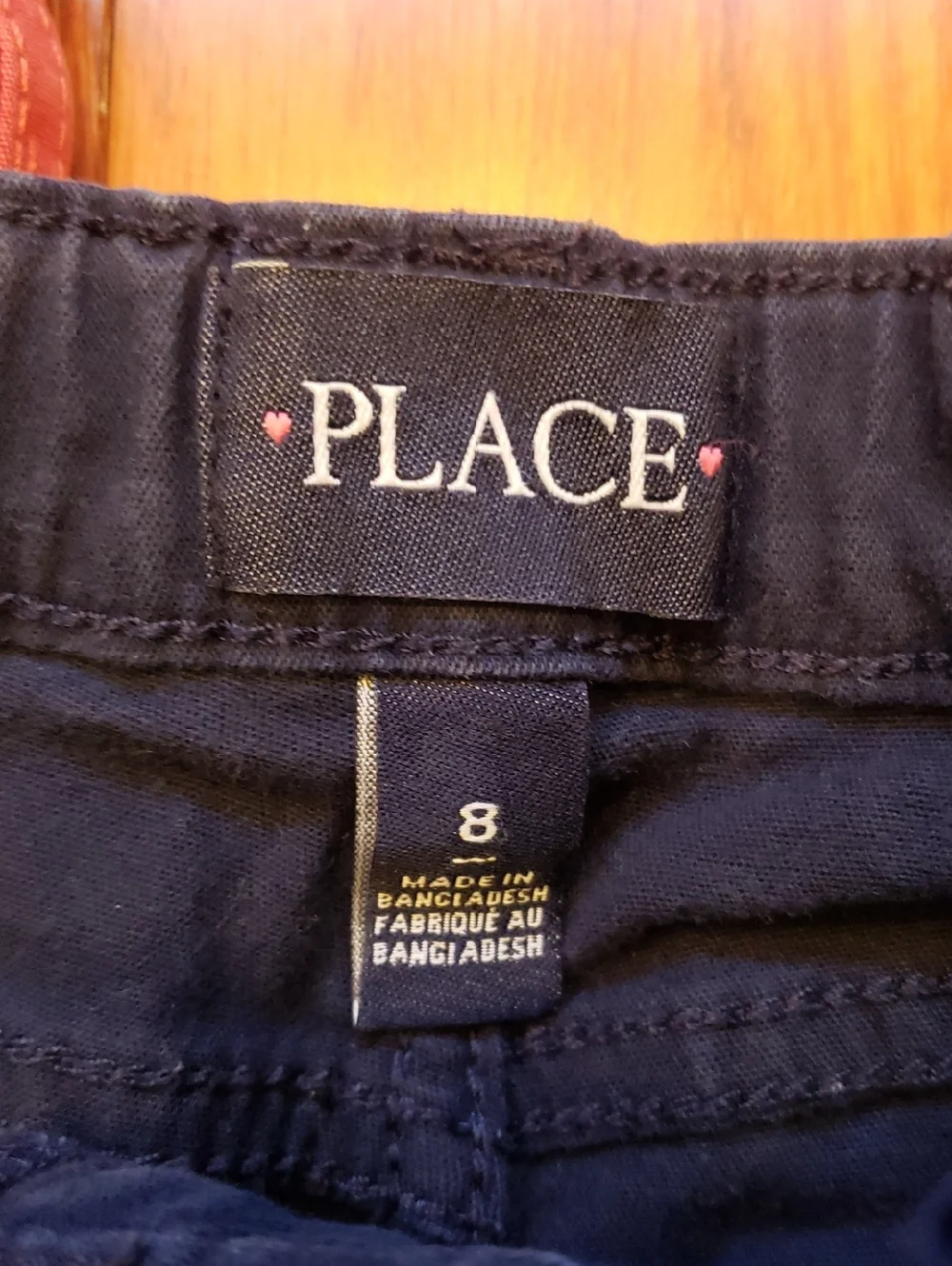Boys Children's Place Size 8 shorts. Coral Cargo and Navy Flat Front.